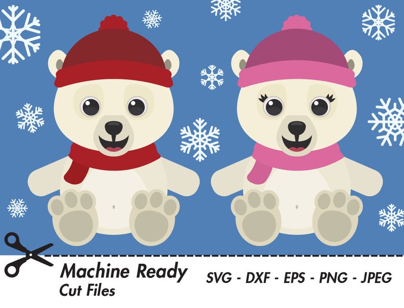 Download Cute Polar Bear SVG Cut Files PNG polar bear clipart baby | Etsy