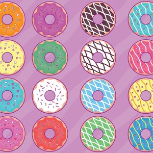 Donut Clipart, breakfast clipart, donuts clip art, cute food clipart, bakery clipart, coffee shop clipart, pastry clipart, dessert clipart
