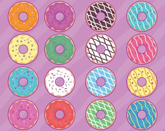 Donut Clipart, breakfast clipart, donuts clip art, cute food clipart, bakery clipart, coffee shop clipart, pastry clipart, dessert clipart