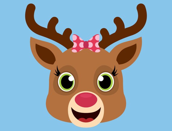 Niedlichen Rentier Svg Schneiden Dateien Rentier Clipart Clipart Weihnachten Winter Wald Tier Vektorgrafik Hirsch Kopf Kunst Mädchen Junge