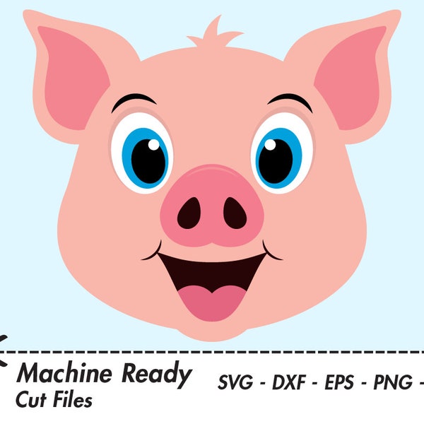 Cute Pig SVG Cut Files, pigs clipart, pig face clip art, country farm animal vector, happy baby piglet head, farmhouse pig, little piggy PNG