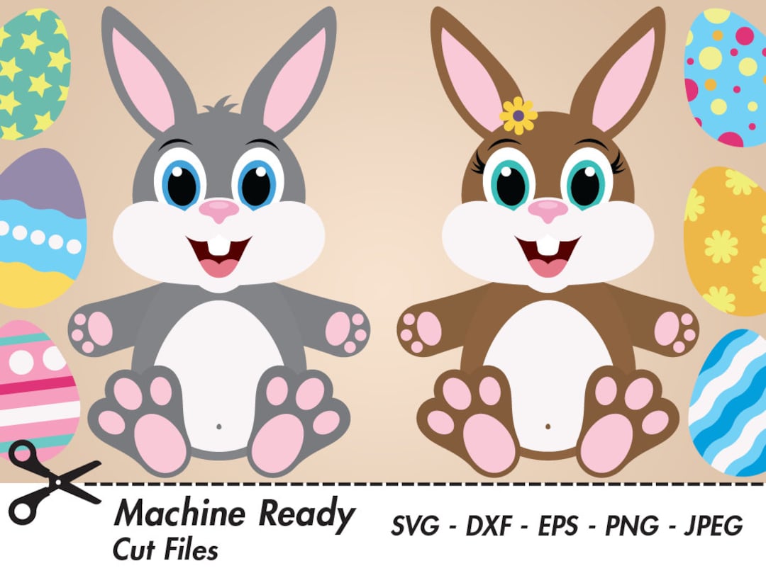 Cute Bunny Rabbit SVG Cut Files, PNG Easter Bunny Clipart, Bunny Face ...
