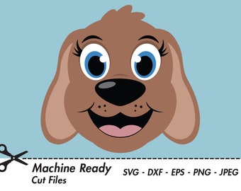 Carino cane SVG Cut Files, PNG cane clipart, cane mamma, cani clip art, faccia cucciolo felice, testa di cane ragazza, amante del cane, design camicia cane, animale domestico stampabile