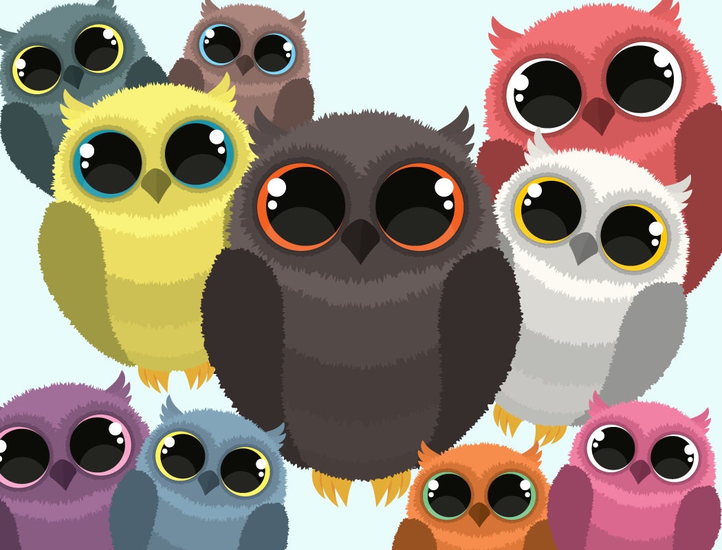 Baby Owl Clipart, owls clipart set, owl graphics, cute owl clip art, digital owl, pink, orange, brow