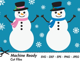 Cute Snowman SVG Cut Files, PNG snowmen clipart, Christmas clip art, snowflake winter vector graphics, boy, girl, snowman face, north pole