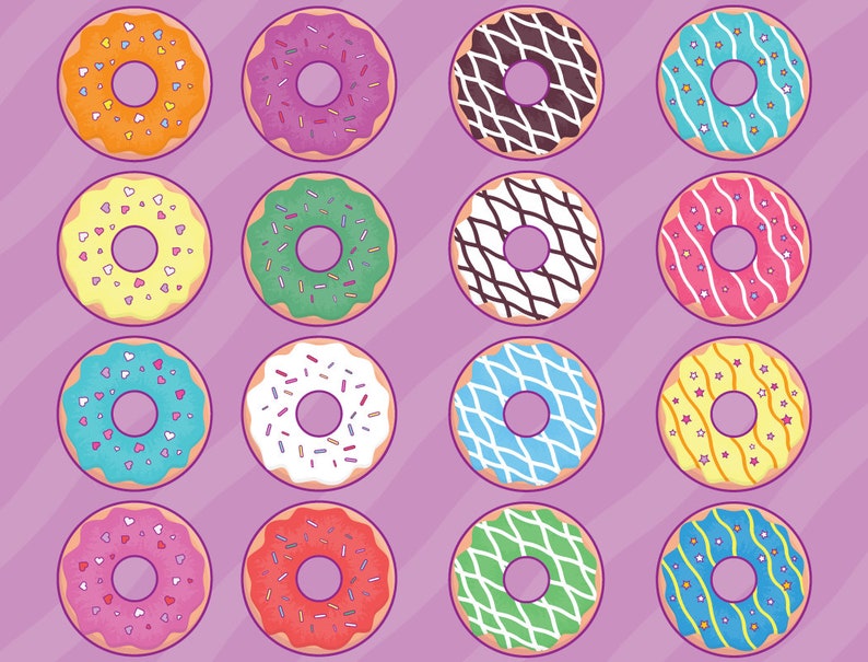 Dessert Clipart Bundle, cute food, kawaii food, printable popsicle graphics, candy shop art, donut design, melting ice cream, lollipop print image 5