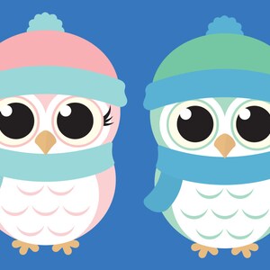 Cute Winter Owl Bundle SVG Cut Files, PNG Owls Clipart, Baby Owl Art ...