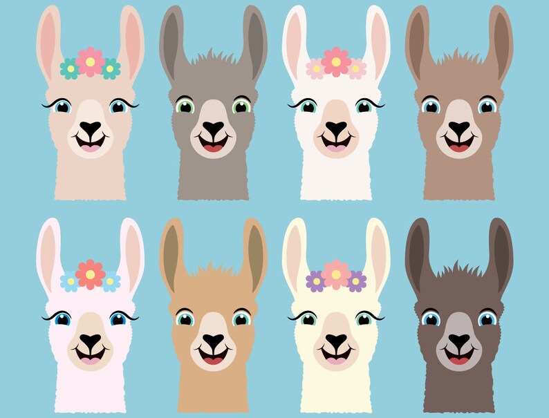 cute llama clipart bundle llamas clip art png printable etsy