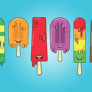 Popsicle Clipart, summer party clipart, ice cream clipart, cute food clipart, ice-cream clipart, popsicle graphics, melting popsicles