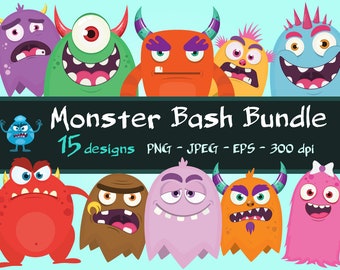 Monster Clip Art Bundle Cute Monster Clipart Monster Bash Etsy 日本