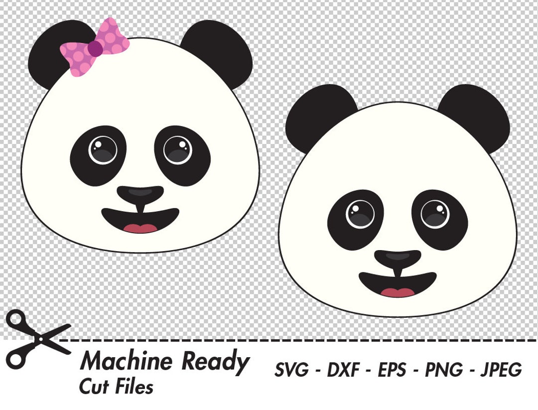 Cute Panda Clipart SVG, Panda Bear Kawaii Stickers PNG SVG