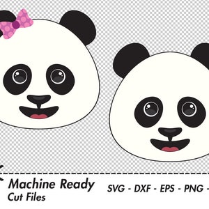 Lindo Panda SVG Archivos de corte, PNG panda oso imágenes prediseñadas, gráficos vectoriales animales, pandas kawaii, arte de la selva, panda de dibujos animados, Cricut, Silueta, DXF