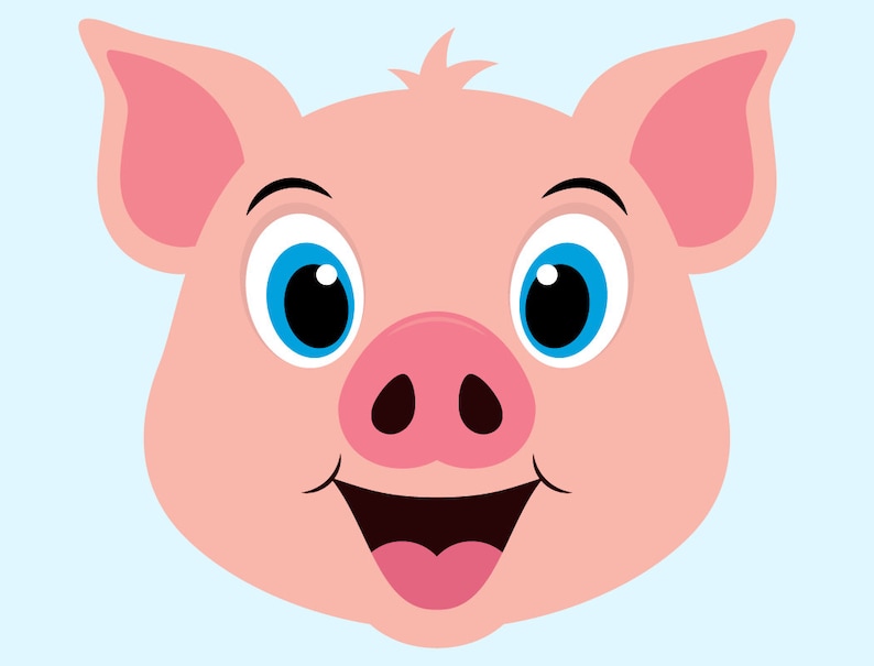 Download Cute Pig SVG Cut Files pigs clipart pig face clip art | Etsy
