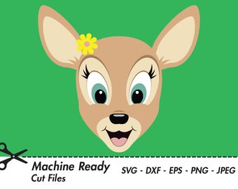 Cute Deer SVG Cut Files, PNG deer clipart, deer clip art, happy baby deer face, fawn head, woodland animal, kids outdoor shirt design, print