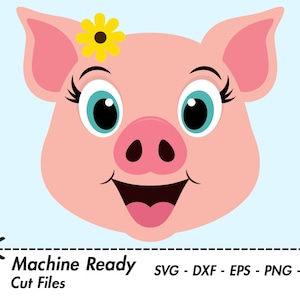 Mignon Porc Coupe Fichiers Svg Cochons Clipart Pig Face Clip Etsy