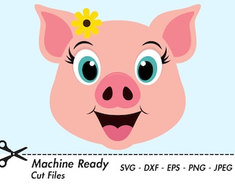 Cute Pig Svg Cut Files Pigs Clipart Pig Face Clip Art Etsy 日本