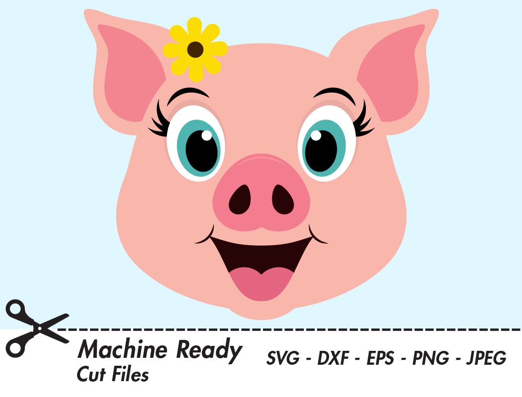 Download Cute Pig Svg Cut Files Pigs Clipart Pig Face Clip Art Etsy