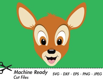 Cute Deer SVG Cut Files, PNG deer clipart, deer clip art, happy baby deer face, fawn head, woodland animal, kids outdoor shirt design, print