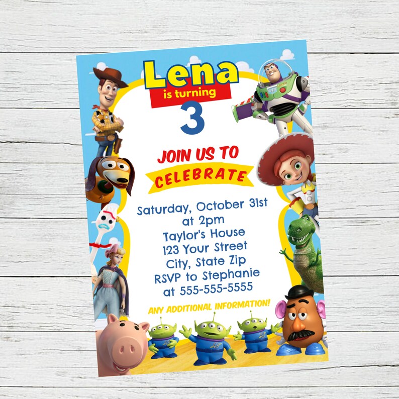 Toy Story Birthday Invitation Digital Download Etsy