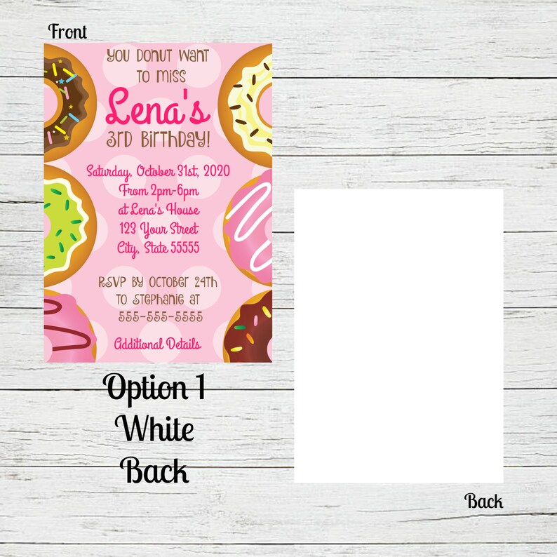 Physical Print or Digital Download Donut Themed Birthday Party Invitation