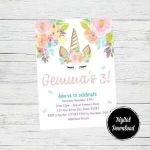 Unicorn Birthday Invitations