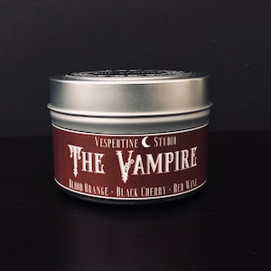 LE VAMPIRE | Bougie de soja parfumée | Orange sanguine, cerise noire et vin rouge | chandelle de 4 onces | Cadeau vampire | Dracula | Horreur | Décoration d&#39;Halloween