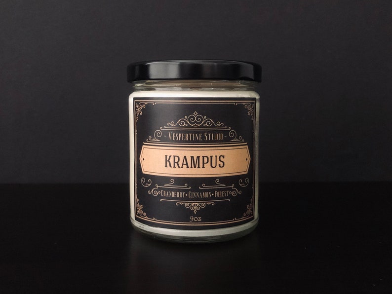 Krampus | Scented Soy Candle | Cranberry, Cinnamon, and Forest | 9 oz candle
