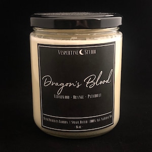 Dragon&#39;s Blood | Scented Soy Candle | Cedarwood Orange and Patchouli | 16 oz candle | Yoga | Vespertine Studio