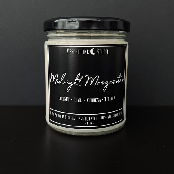 Midnight Margaritas | Scented Soy Candle | coconut lime verbena tequila | 9 oz candle | practical magic  | margarita lovers | witchy decor