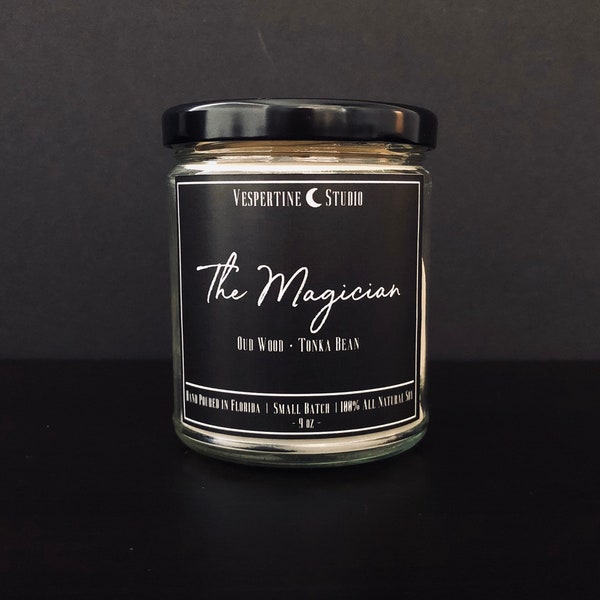 The Magician | Scented Soy Candle | Oud Wood and Tonka Bean | 9 oz candle | Tarot | Divination | Gothic Decor