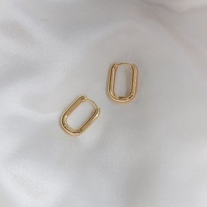 Créoles ovales en or 14 carats, Créoles dorées, Créoles délicates, Créoles dorées, Créoles Vivienne