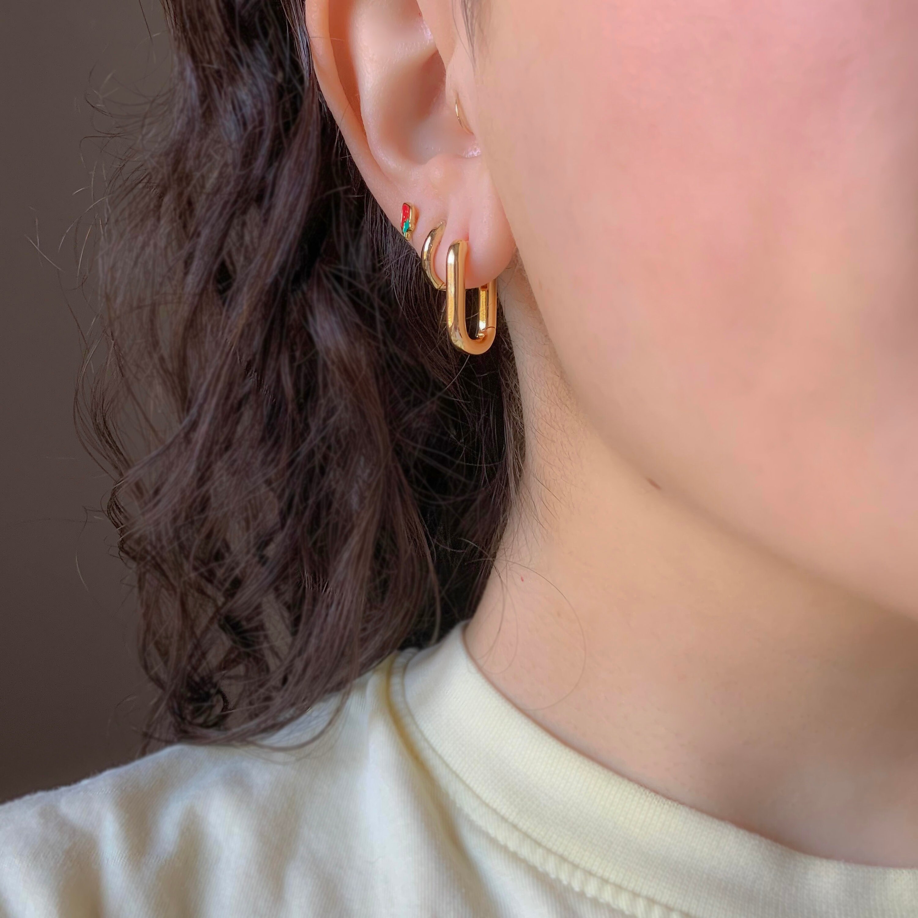 Organic Wave Oval Hoops Pale Gold