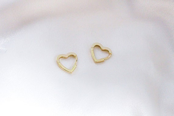24k Dainty Gold Filled Heart Huggues Gold Filled Huggies | Etsy