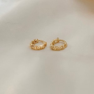 18k Gold Filled Curb Chain Huggies, Honey Huggies