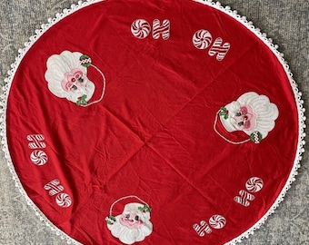 RARE Bucilla Felt Christmas Tree Skirt Santa Ho Ho 45” Jeweled Sequin 3381