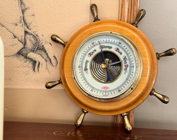 German Vintage Atco Nautical Ship Wheel Barometer – Maritime Weather ...