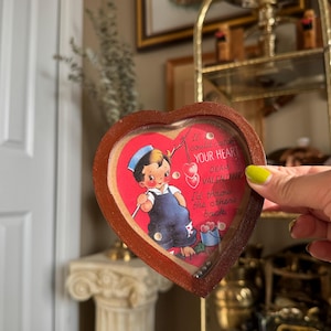 Jeu de boules de bois vintage pour la Saint-Valentin avec couvercle en verre - Thème marin romantique | Jouet de dextérité | Jeu de Balle Labyrinthe | Carte Saint Valentin