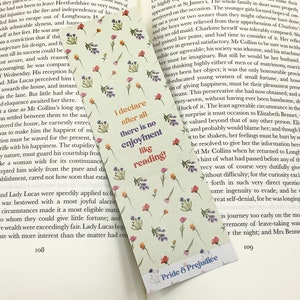 Pride and Prejudice - 'There Is No Enjoyment Like Reading' Bookmark - Jane Austen - Literary Quote - Eco-Friendly