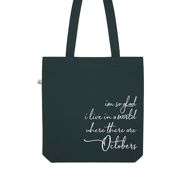 Anne of Green Gables - 'A World Where There Are Octobers' Recycled Tote Bag - L. M. Montgomery - Eco-Friendly - Gifts For Book Lovers