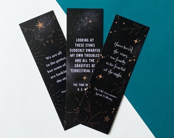 Star Quote Bookmarks - Celestial - Oscar Wilde / H G Wells / Sarah Williams - Eco-Friendly - Bookish - Gifts For Book Lovers