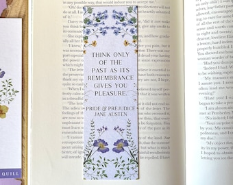 Pride and Prejudice - 'Think Only Of The Past' Bookmark - Jane Austen - Literary Quote - Eco-Friendly - Bookish - Gifts For Book Lovers