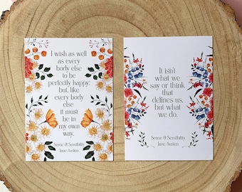 Postal con cita de Sentido y Sensibilidad - Jane Austen - Ecológica - Cita literaria - Para amantes de los libros - Regalos para lectores