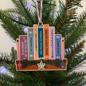 Festive Bookshelf Wooden Christmas Tree Decoration - Bookish - Little Women - The Nutcracker - Gifts for Book Lovers - Stocking Filler