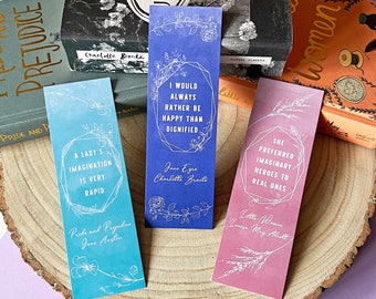 Classic Women Bookmark Set - Jane Eyre / Little Women / Pride and Prejudice - Literary Quotes - Eco-Friendly