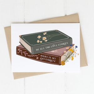 Notre histoire d'amour - Carte livre - Carte livresque - Carte romantique - Amateurs de livres - Carte de Saint-Valentin/Anniversaire - Respectueux de l'environnement - Recyclé