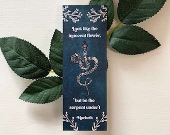 Look Like The Innocent Flower Bookmark - Macbeth - William Shakespeare - Literary Quote - Bookish - Eco-Friendly