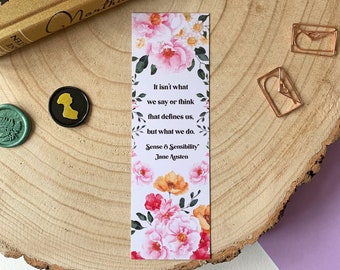 Sense and Sensibility - 'What We Do' Bookmark - Jane Austen - Literary Quote - Eco-Friendly - Bookish - Gifts For Book Lovers