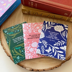 Women of Literature A6 Pocket Notebook Set - Little Women / Pride and Prejudice / Anne of Green Gables - Eco-Friendly - Recycled