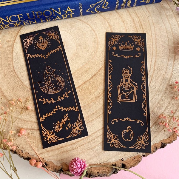 Fox and Broken Hearts Rose Gold Foil Bookmarks - Bookish  - Gifts For Book Lovers