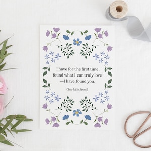 Jane Eyre - carte citation littéraire « What I Can Truly Love » - Charlotte Bronte - respectueux de l'environnement - recyclé - carte livresque - carte de la Saint-Valentin